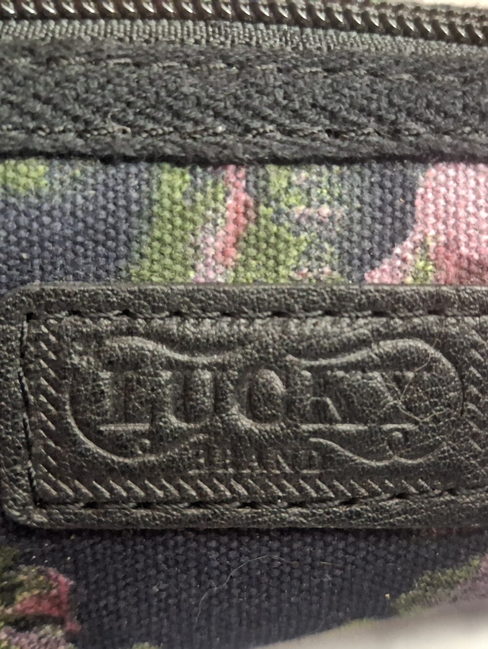 LUCKY BRAND Leather-Trim Floral Canvas Small Makeup Case  Black, Pink & Green
